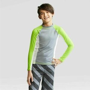 Cat &Jack Rash Guard Big Boy Medium 8/10 Long Sleeve UV Protection Breathable,